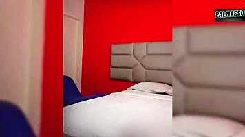 Married woman with hairy pussy moans in rough motel sex with lover