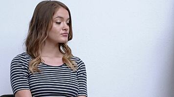 cute redhead regrets stealing and gets punished with blowjob and doggystyle