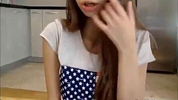 barely legal girl masturbates with toys in kitchen, wanna join?