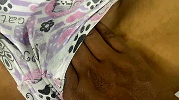 Stepsister gets pussy rubbed and cumshot in doggystyle