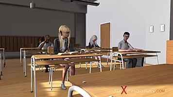 3D Cuckold Scene with Young Blonde Fucked by Big Black Cock