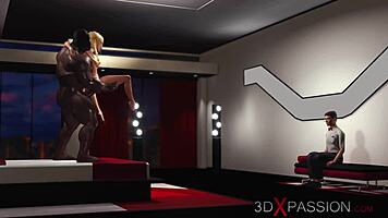 3D Cuckold Scene with Young Blonde Fucked by Big Black Cock