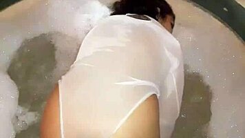 Horny Girl Toys Big Natural Tits to Wet Orgasm