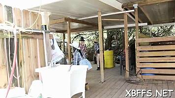 Bffs Tease Cock of Horny Lad in Missionary Group Sex