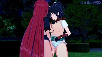 asuka and homura intense lesbian play - senran kagura hentai!