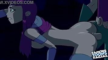 starfire feels intense emotions during doggystyle with robin in hentai