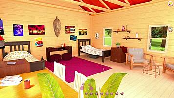 Helping hotties with riding and blowjob in gameplay