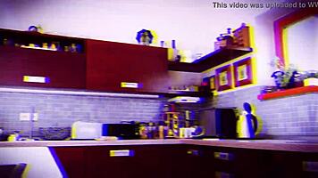Babysitter's big bare ass in kitchen