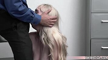Clueless petite 18+ blonde shoplifter caught and taken hard.
