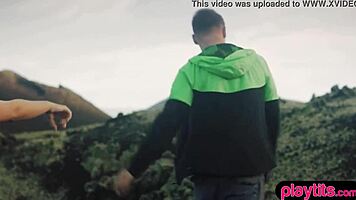 Outdoor Photographer Captures Petite 18+ Blonde Model Bent Over