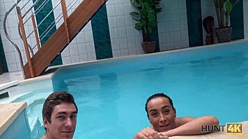 in hunt4k, the wife offers a blowjob and fucking for free spa time, cuckolding her husband in pov