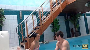 in hunt4k, the wife offers a blowjob and fucking for free spa time, cuckolding her husband in pov