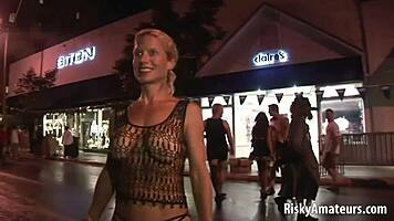 Naked Sexy Amateurs Teasing and Playing on Public Street