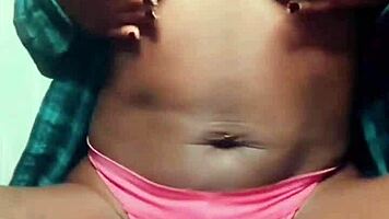 Sexy ebony model asks 'want to lick my wet pussy?' during 69 face sitting