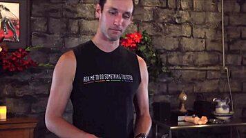 Bound Hottie Plays With Dildo