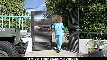 familystrokes - caramel ebony teen xianna hil gets throatfucked by stepbro in missionary and cowgirl