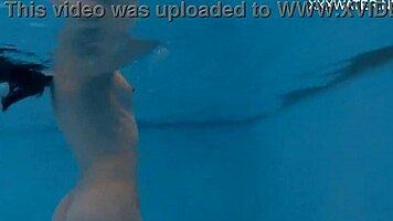 marfa, the unique and beautiful pornstar, shines by the pool with her tight body