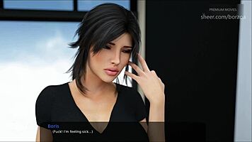 Taboo cum sprayed on step sister's big tits and ass in Milfy City.