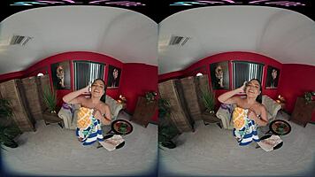 I feel so sexy watching this petite Colombian babe fuck her ass with a toy in VR