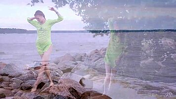 Check this sexy ballerina stripping on the couch