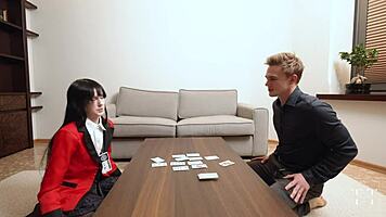 Yumeko Jabami humiliated by drinking rival's cum in wild anime hentai