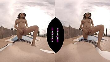 VR Latina neighbor nympho craves outdoor pool sex!