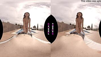 VR Latina neighbor nympho craves outdoor pool sex!