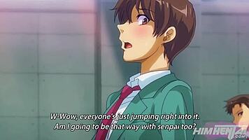 Teen orgy with classmate in anime