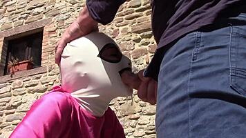 Laura Feels Deepthroat and Creampie Ecstasy in Pink Outfit Outdoors