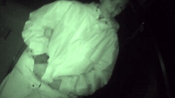 Horny teen masturbates outdoors in the snow at night