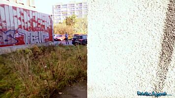 spanish babe cheats with blowjob and fuck outdoors