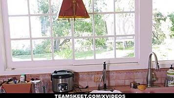 paris cummings, sexy teen 18+ babysitter, rides hot boss in cowgirl on bedroom bed