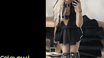 colombian goth latina gets cum facial on casting couch