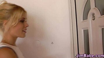 Blonde Euro Amateur Blows Big Cock In Shoes And Stockings Before Riding Old Guy!