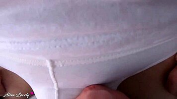 Stepsister slobbers on big cock for cum in mouth POV