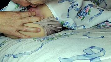old man licks keke's shaved pussy and ass