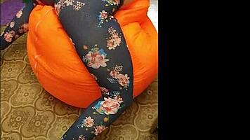 Big ass teen trains in leggings and panties