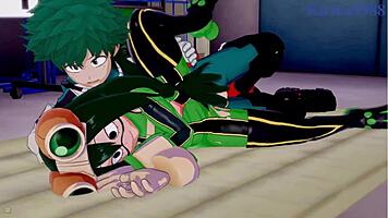 Tsuyu Asui And Mt Lady Fuck Izuku Midoriya In Intense Hentai Sex!
