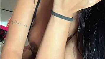 peruvian submissive latina teen sucks pussy in lingerie on street