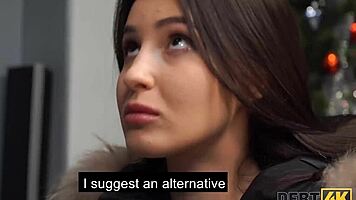 debt4k debtor can't fuck the bank, but this man fucks her with blowjob and doggystyle in pov reality