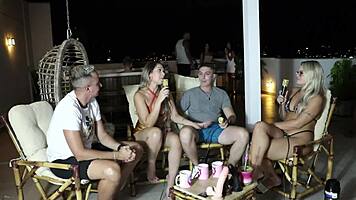 Ela Cardone and Victor Mustang Fuck Outdoors in Sheer Red Lingerie on First Meet