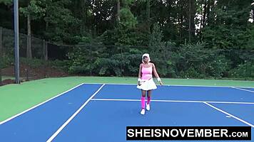 Young 18+ Ebony Msnovember Gets Huge Facial from Big Cock