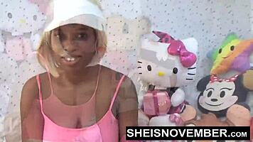 Young 18+ Ebony Msnovember Gets Huge Facial from Big Cock