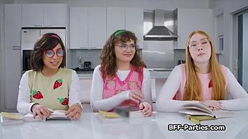Wow, Book Club Turns Into Wild Foursome with Nerdy Girlfriends