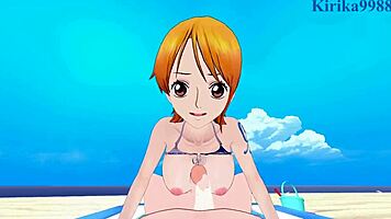 i watch nami and nico robin having intense sex in one piece pov hentai, with big tits and creampie