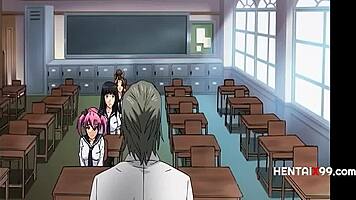 this guy turned a lesbian straight, and now she's joining him to take on the others in this anime scene