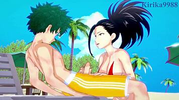 hey momo yaoyorozu kyoka jiro and izuku midoriya having intense hentai sex 😈