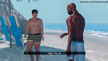 3d blonde with big tits enjoys beach animation