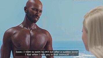 3d blonde with big tits enjoys beach animation