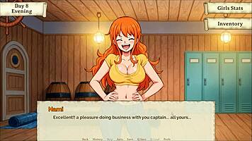 what's nami hiding under her outfit in lusty buccaneers hentai game ep 2?